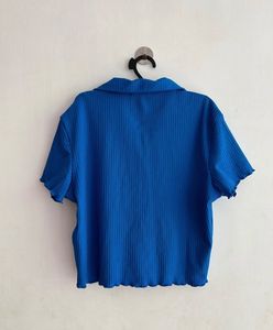 Bright Blue Ribbed Cropped Top