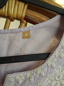 Chikankari Lavender Short Kurta