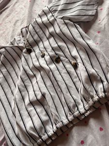 Striped Button-Up Crop Top(9-10 Years)
