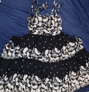 Black Flower Print Sundress