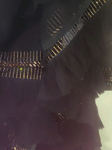 Black Full Saree Fril Work And Border Is Velvet