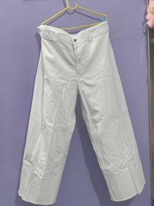 White Wide Leg Cropped Jeans