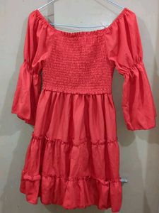 Chic Red Ruffled Tiered Dress