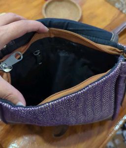 Purple Leather And Hemp Sling