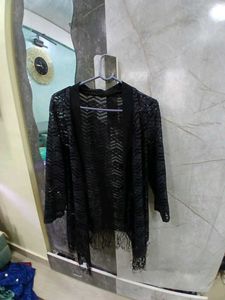 Black Fringe Cardigan
