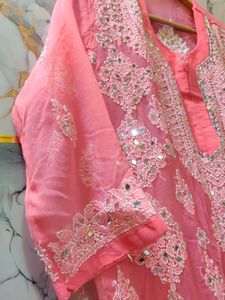 brand new chikankari Pink Embroidered Kurta