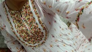 Embroidered Print Long Sleeve Flowy Gown