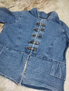 Denim Tunic Top with Button Detail
