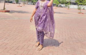 Purple Embroidered Kurta Set