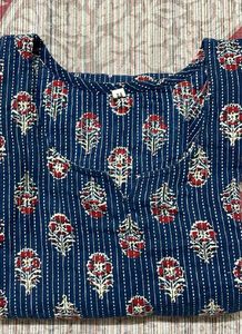 Blue Printed Short Kurti For Women