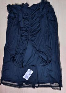 Deep V-Neck Mesh Sleeve Dress