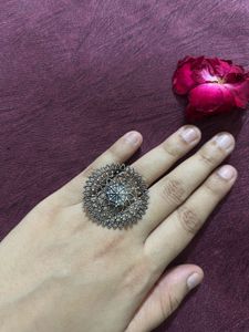 Statement Silver Rings - Boho Chic ( Pair)