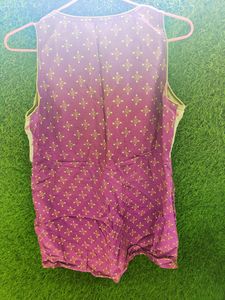 Pure cotton Melange Purple Short Kurti- Size L