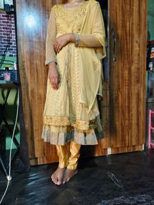 Gold Embroidered Anarkali Suit