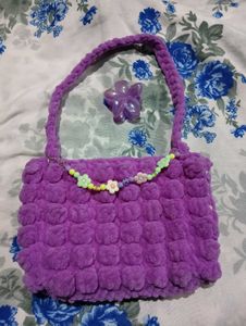 Purple Puffcorn Crochet Bag