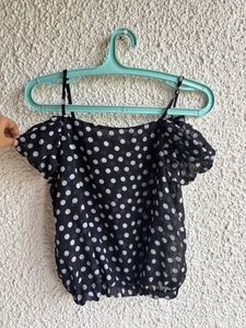 Cute Off The Shoulder Polka Dots MeshTor