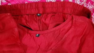 Women maroon solid Cords Set