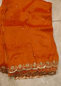 Orange Embroidered saree