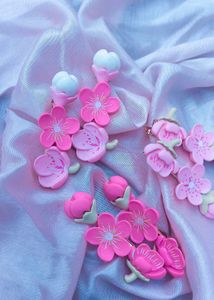 Korean Pink Flower Hair Clips 1 pair