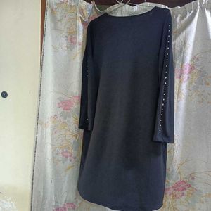 Black Studded Sleeve Stretchable Dress