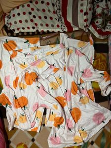 Pumpkin Print shirt Pajama Set