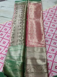 Elegant light pink and green combination saree
