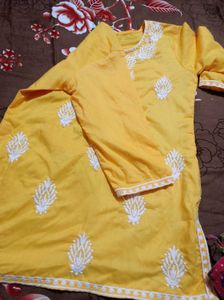 Yellow Embroidered Kurta