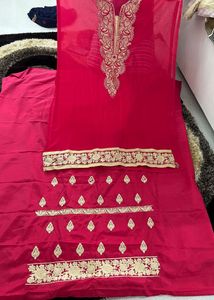 Unstitched Fabric Cut Piece With Embroidery