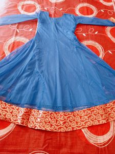 Blue Colour Net Kurti