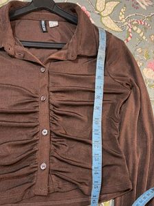 Brown Button-Down Top