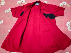 Red Short Sleeve Button-Down