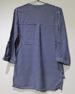 Striped Button-Down Tunic Top