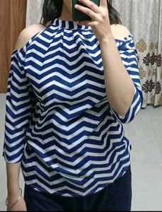 Chevron Cold Shoulder Top
