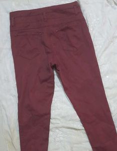 Maroon High-Waisted Jeans