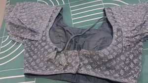 Gray Frill Sleeve Blouse