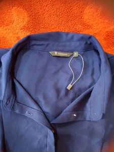 Van Heusen Navy Blue Ruffle Sleeve Top
