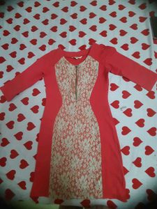 Coral Lace Detail dress AND brand