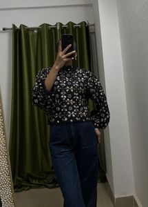 ZARA Embroidered Sequins Embellished Blouse