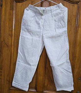Pure Linen Off White Trousers