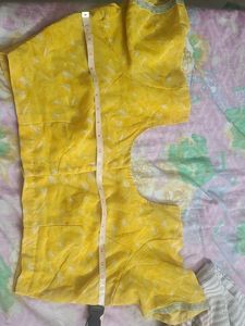 Yellow Sareewith Silver Sides