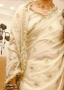 Pure Off White Saree With Blouse