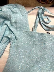 Blue Polka Dot Midi Dress
