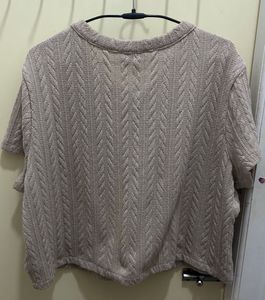 H&amp;M Beige Knit Button-Up Top