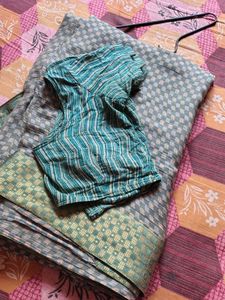 Beautiful Very Sower Saree With Stiched Blouse