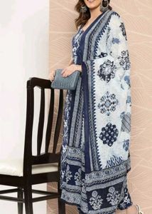 Blue Floral Print Kurti Set
