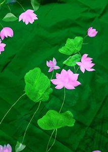 Green Handpainted Lotus Dupatta