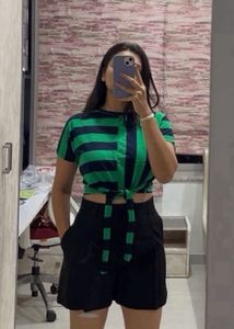 Striped Tie-Front Top
