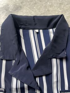 Bkue and white Striped Button-Down Top