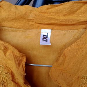 Mustard Embroidered Top