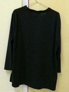 BLACK FULL SLEEVED HALF COTTON SHIRT